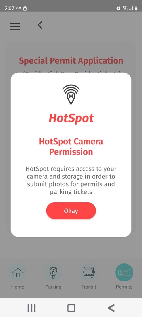 HotSpot Camera Permission